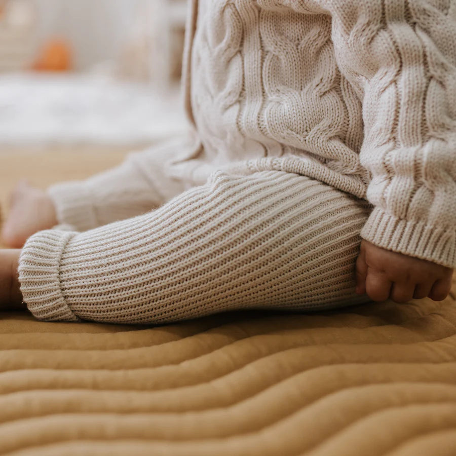 Petit lem - Legging en tricot crème (9/12 mois)