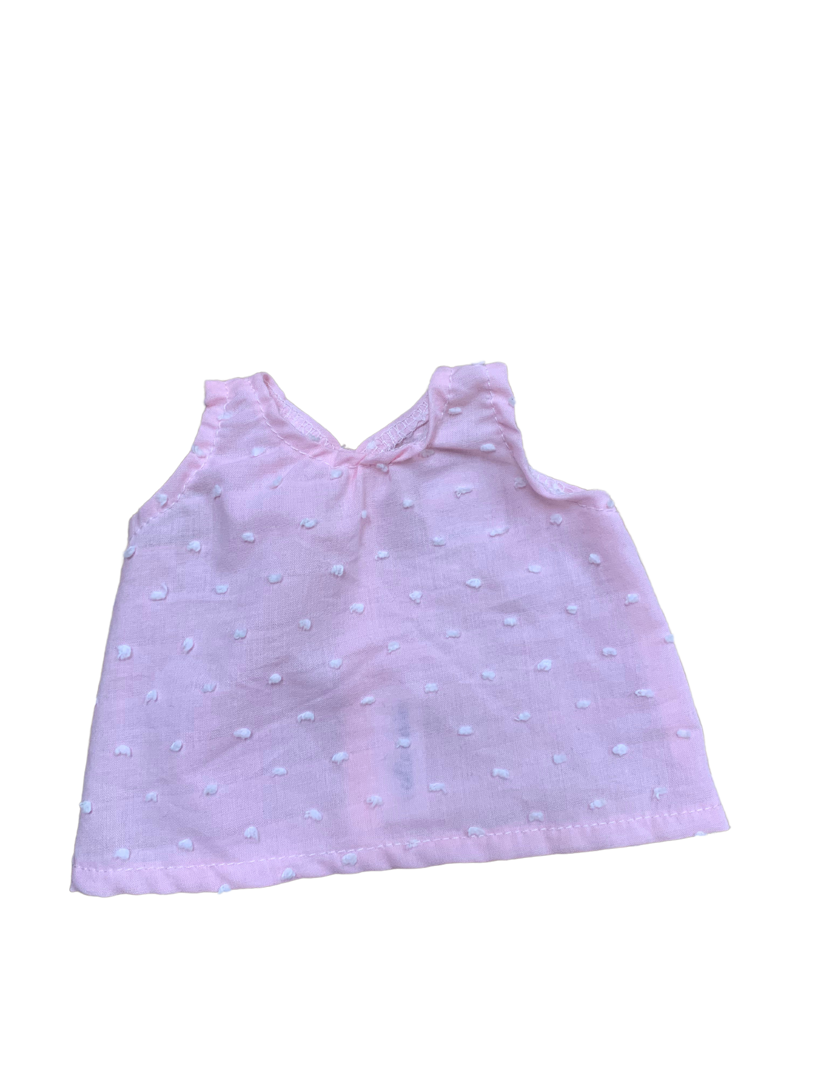 Veille sur toi - Camisole rose petits pois pour poupée gordis