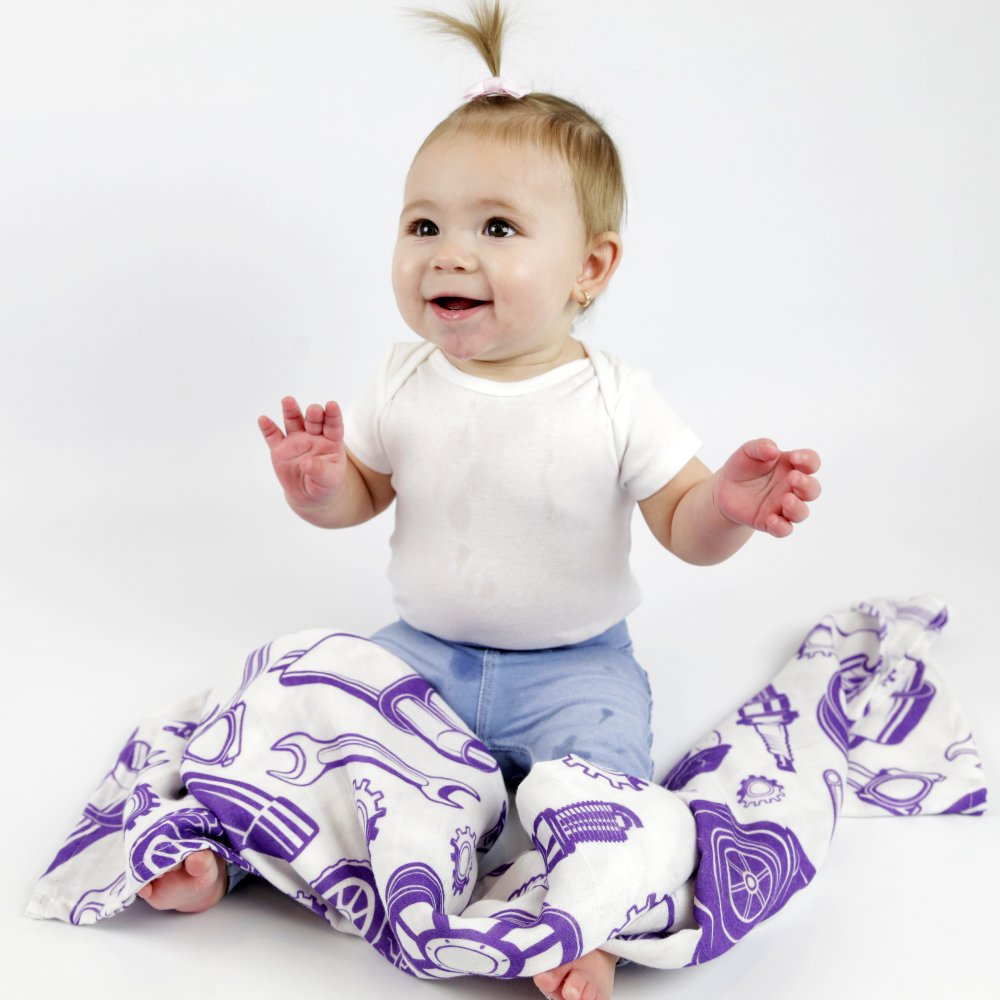 Doux bécot - Mousseline de bambou, mécanique mauve