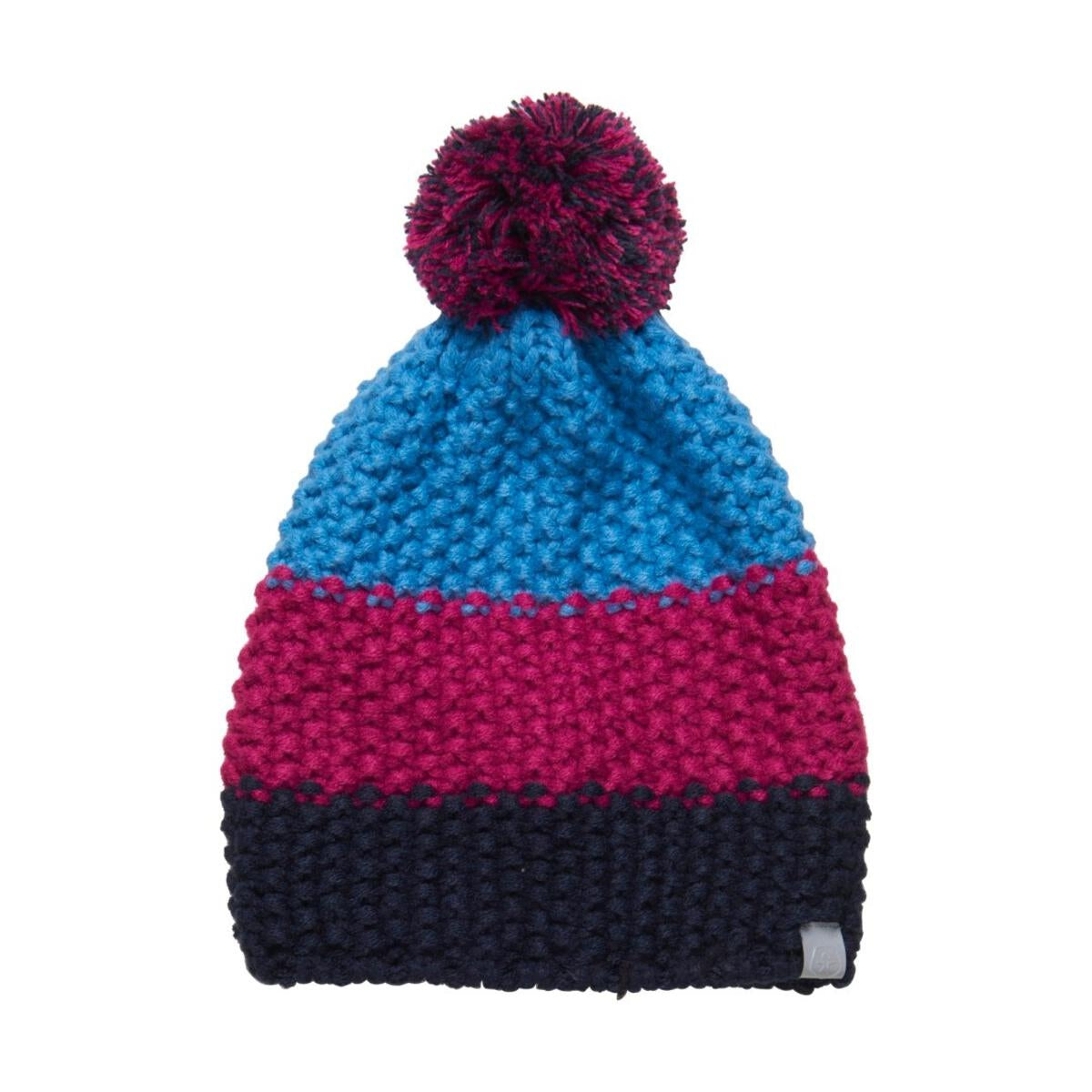 Color kids - Tuque en tricot avec pompon, tricolore fuchsia