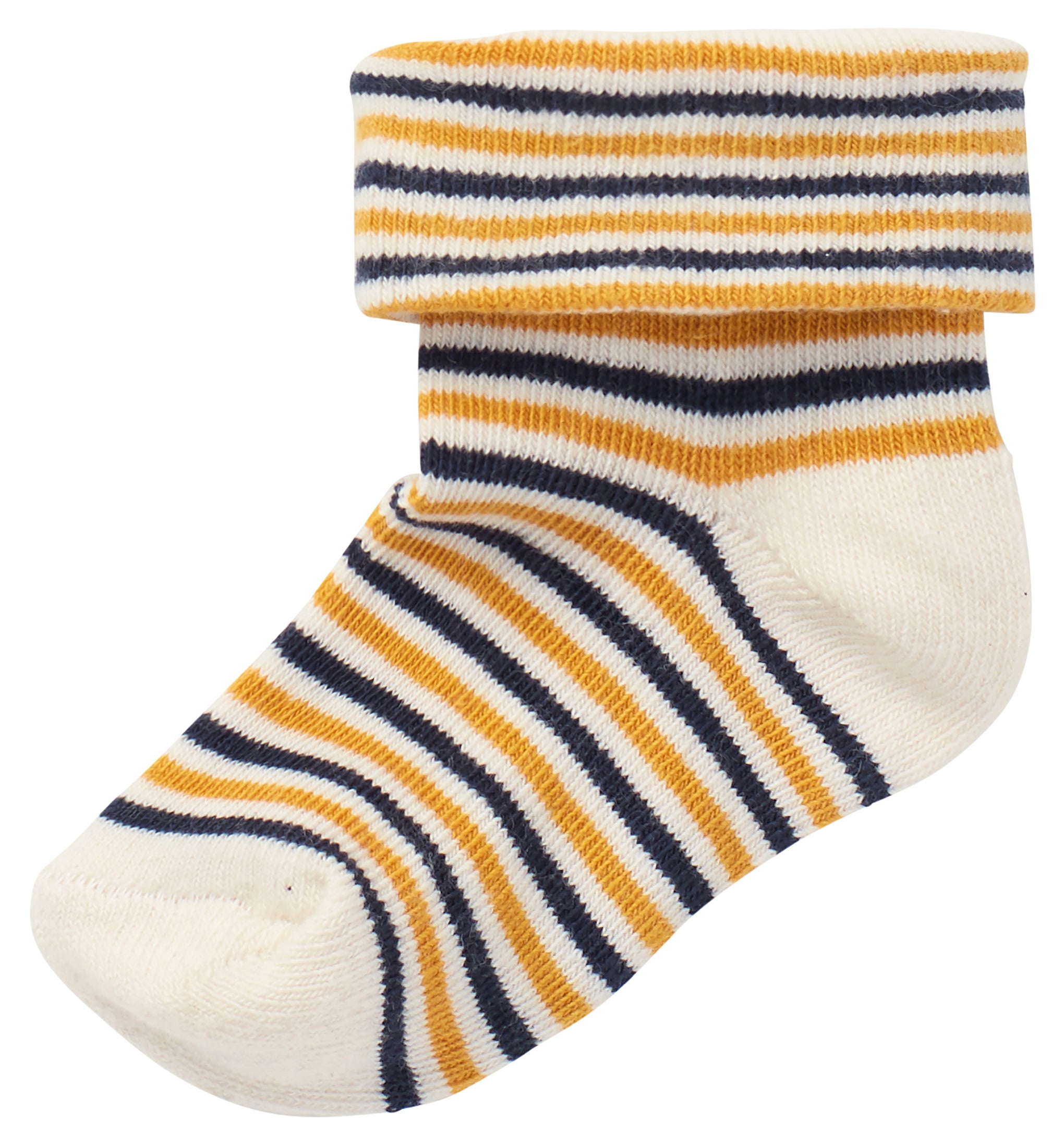 Noppies - 2 paires chausettes - vert, blanc et lignée bleu, moutarde