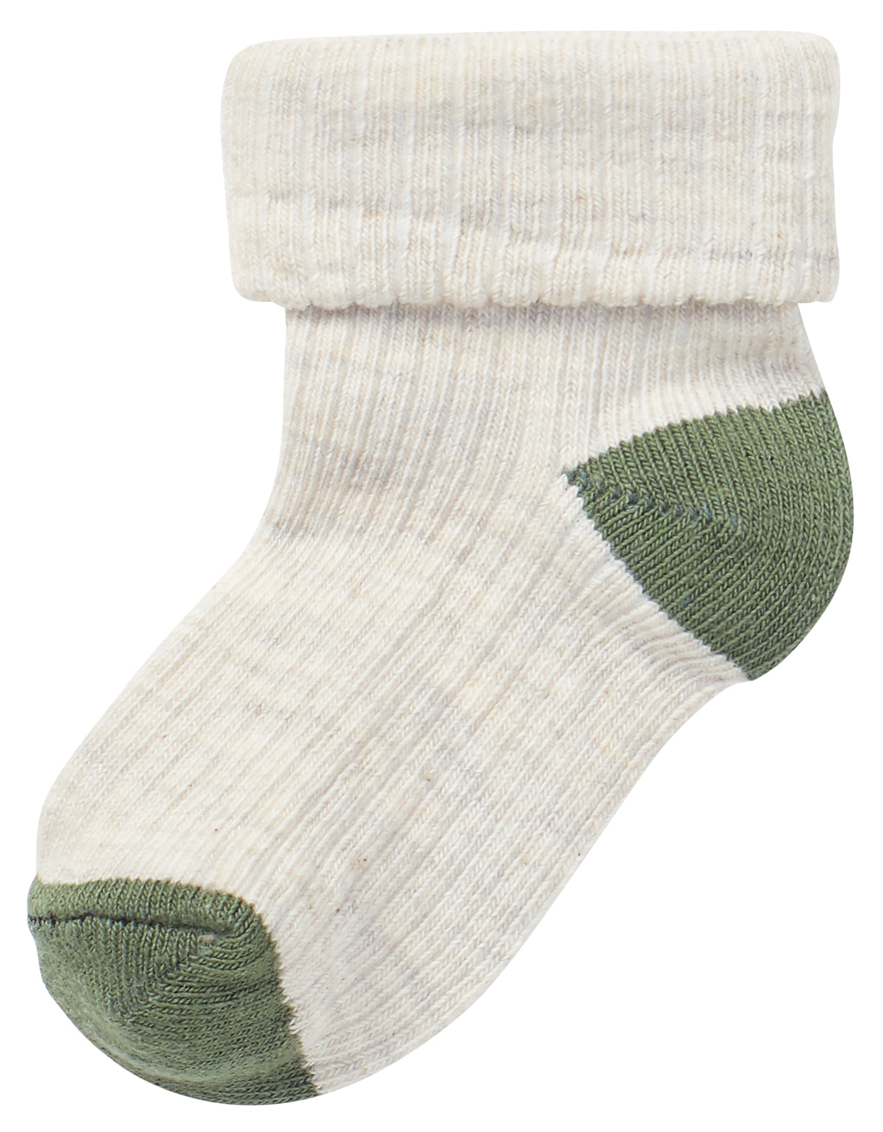 Noppies - 2 paires chausettes - vert, blanc et lignée bleu, moutarde