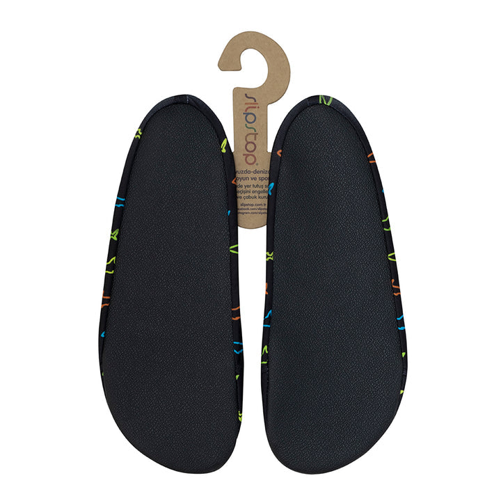 Slipstop - Chausson adulte - Requins multicolores fluorescents sur fond noir