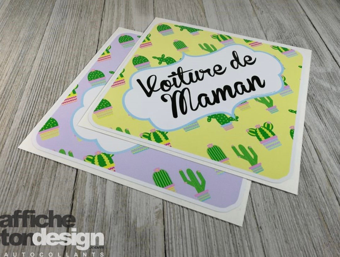Affiche ton design - Cactus jaune, voiture de maman