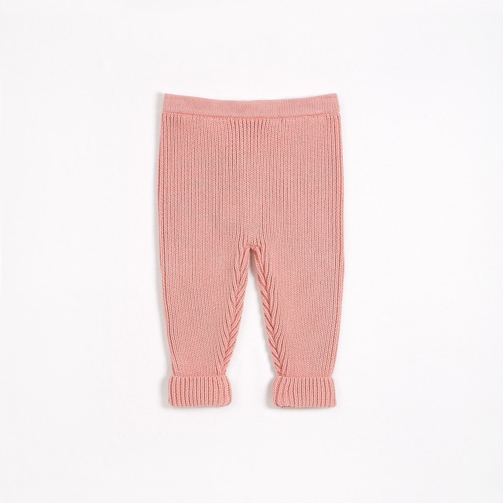 Petit lem- pantalon épais en maille rose (3/6 mois)